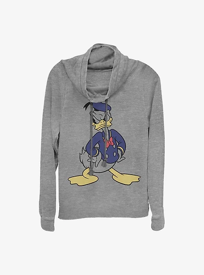 Disney Donald Duck Classic Vintage Cowl Neck Long-Sleeve Womens Top