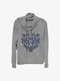 Disney Alice Wonderland Rorschach Cowl Neck Long-Sleeve Womens Top