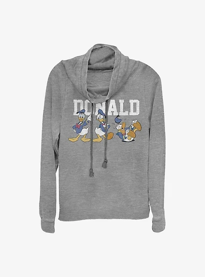 Disney Donald Duck Poses Cowl Neck Long-Sleeve Womens Top