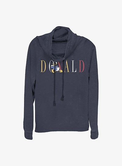 Disney Donald Duck Fashion Cowl Neck Long-Sleeve Womens Top