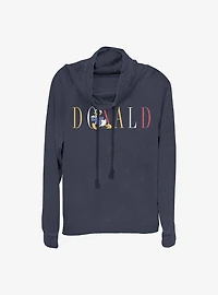 Disney Donald Duck Fashion Cowl Neck Long-Sleeve Womens Top