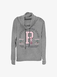 Disney Winnie The Pooh Piglet Collegiate Cowl Neck Long-Sleeve Womens Top