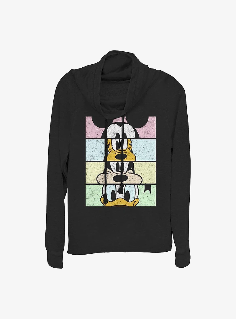 Disney Mickey Mouse Crew Crop Cowl Neck Long-Sleeve Womens Top