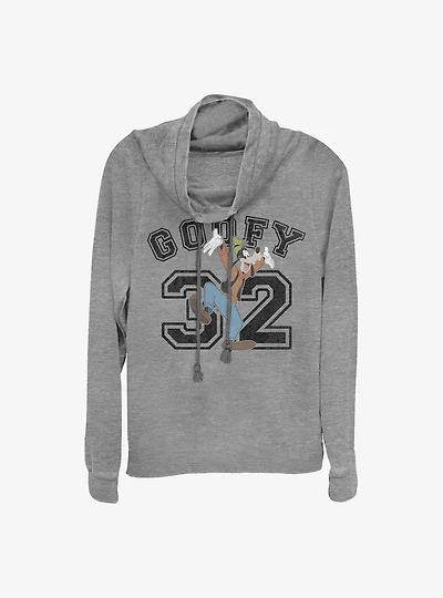 Disney Goofy Collegiate Cowl Neck Long-Sleeve Womens Top