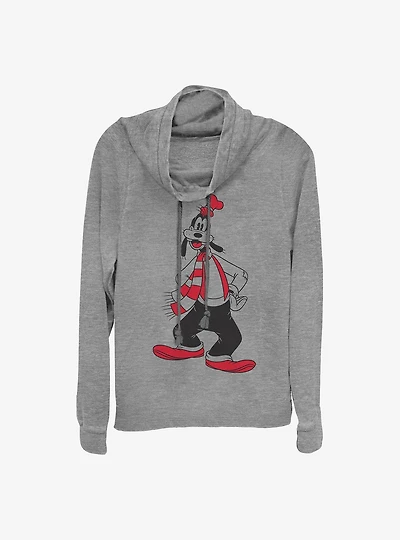 Disney Goofy Winter Fill Cowl Neck Long-Sleeve Womens Top