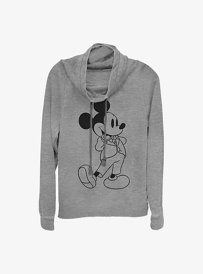 Disney Mickey Mouse Formal Cowl Neck Long-Sleeve Womens Top