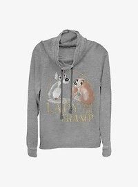 Disney Lady And The Tramp Spaghetti Cowl Neck Long-Sleeve Womens Top