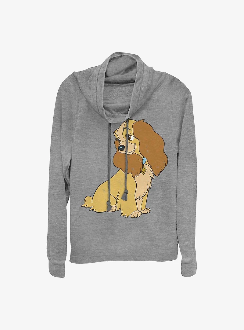 Disney Lady And The Tramp Vintage Cowl Neck Long-Sleeve Womens Top