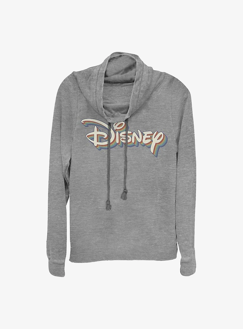 Disney Retro Rainbow Cowl Neck Long-Sleeve Womens Top