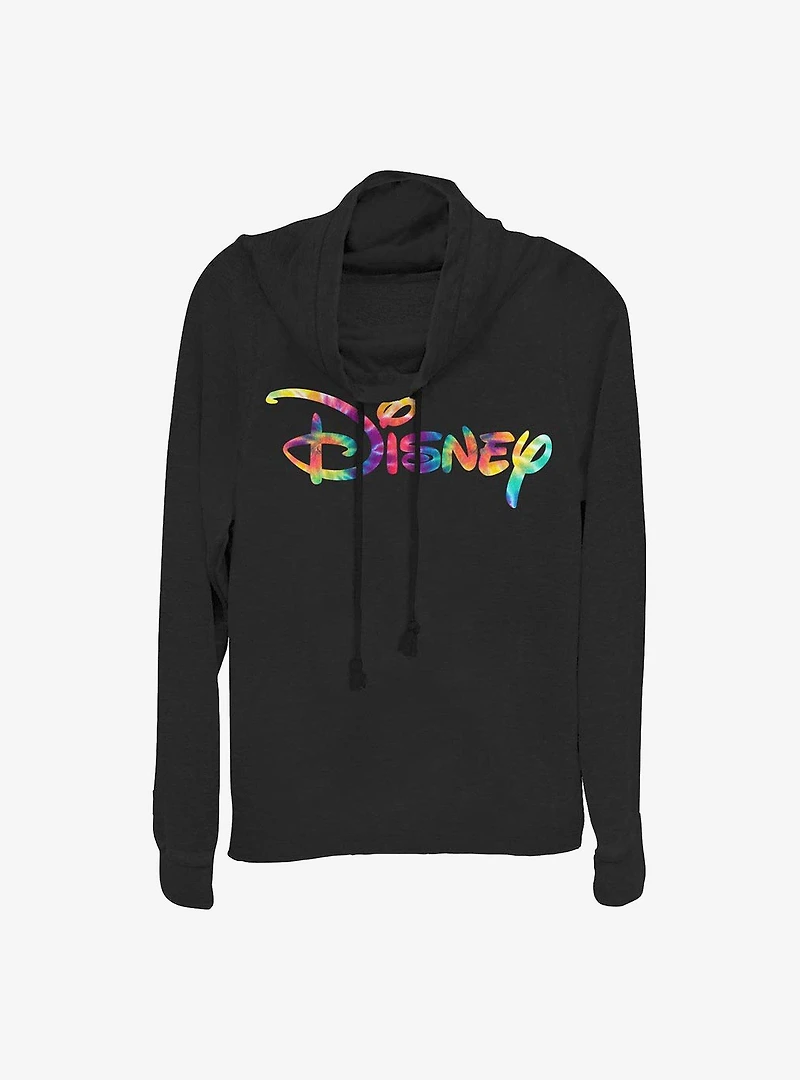 Disney Tie Dye Fill Cowl Neck Long-Sleeve Womens Top