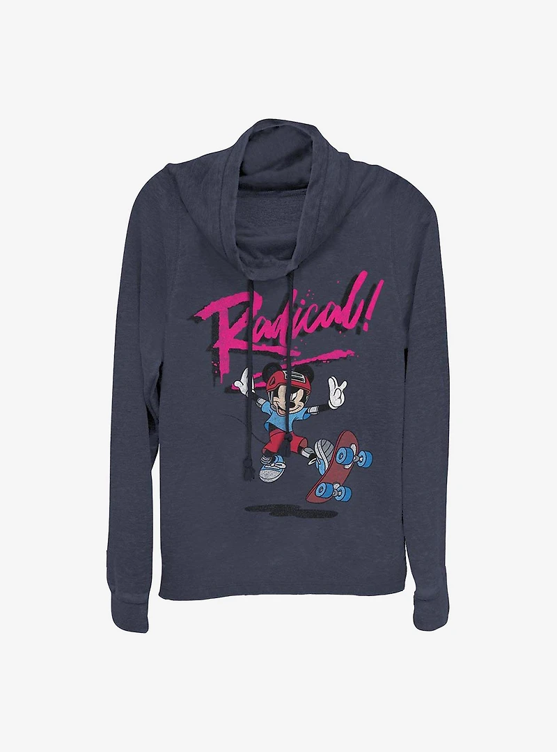 Disney Mickey Mouse Rad Cowl Neck Long-Sleeve Womens Top
