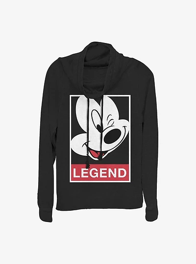 Disney Mickey Mouse Legend Cowl Neck Long-Sleeve Womens Top