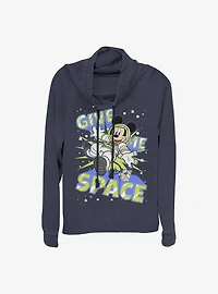Disney Mickey Mouse Spacey Cowl Neck Long-Sleeve Womens Top