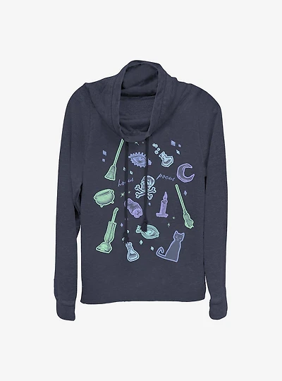 Disney Hocus Pocus Spooky Jumble Cowl Neck Long-Sleeve Womens Top