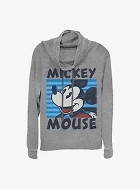 Disney Mickey Mouse Mickeys Stripes Cowl Neck Long-Sleeve Womens Top