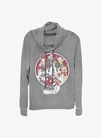 Disney Mickey Mouse Vintage Friends Cowl Neck Long-Sleeve Womens Top