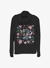 Disney Lilo And Stitch Tropical Cowl Neck Long-Sleeve Womens Top