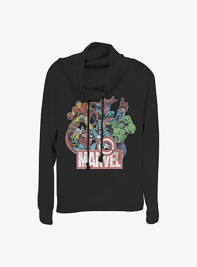 Marvel Avengers Heroes Of Today Cowl Neck Long-Sleeve Womens Top