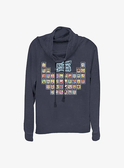 Animal Crossing Periodically Cowl Neck Long-Sleeve Womens Top