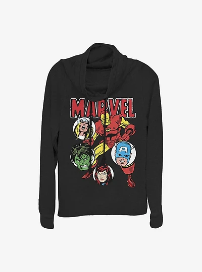 Marvel Avengers Squad Cowl Neck Long-Sleeve Womens Top