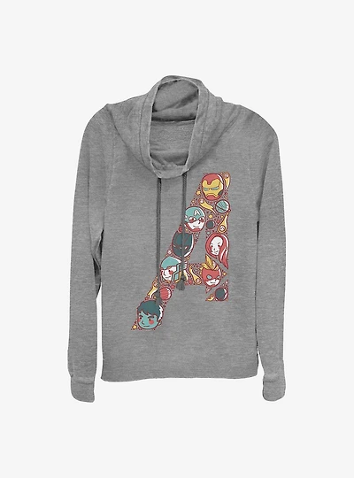 Marvel Avengers Cuties Cowl Neck Long-Sleeve Womens Top