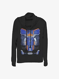 Marvel Avengers Taskmaster Costume Cowl Neck Long-Sleeve Womens Top
