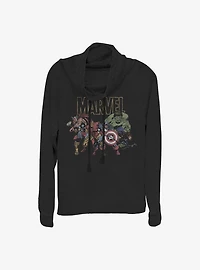 Marvel Avengers Hero Group Cowl Neck Long-Sleeve Womens Top