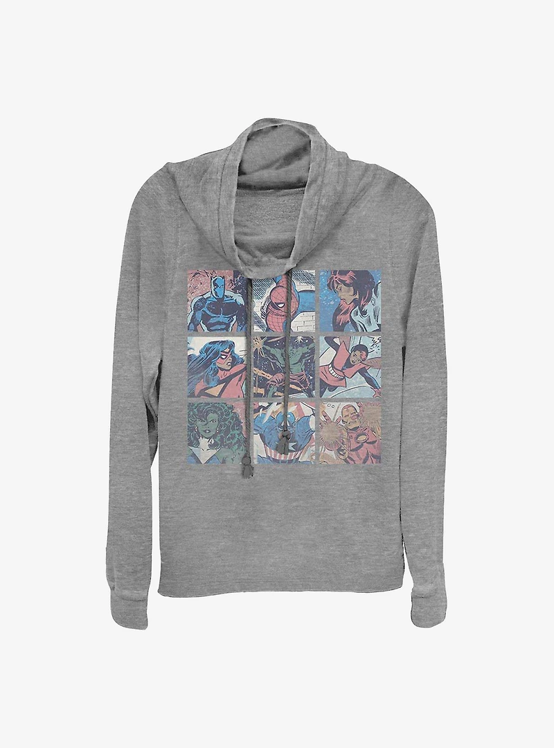 Marvel Avengers Pastel Heroes Cowl Neck Long-Sleeve Womens Top