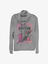 Marvel Black Widow Cowl Neck Long-Sleeve Womens Top