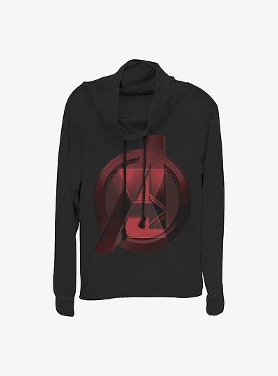 Marvel Black Widow Avenger Logo Cowl Neck Long-Sleeve Womens Top