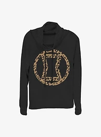 Marvel Black Widow Icon Leopard Fill Cowl Neck Long-Sleeve Womens Top