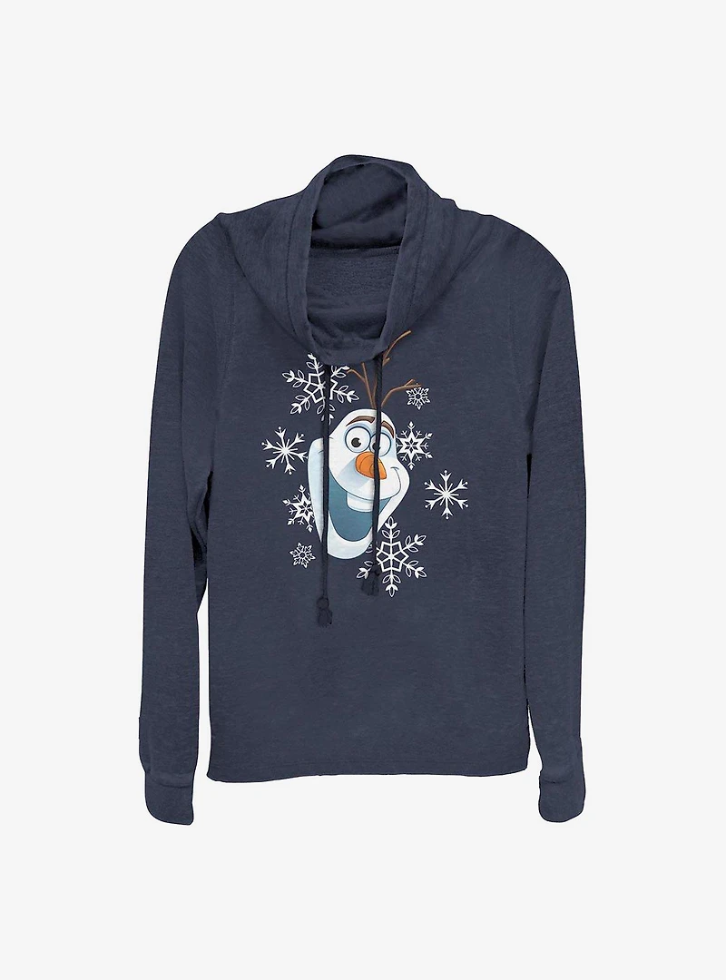 Disney Frozen Olaf Hat Cowl Neck Long-Sleeve Womens Top