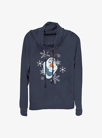 Disney Frozen Olaf Hat Cowl Neck Long-Sleeve Womens Top