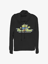 Disney Pixar Toy Story Pizza Arcade Cowl Neck Long-Sleeve Womens Top