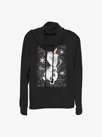 Disney Frozen Worth Melting Cowl Neck Long-Sleeve Womens Top