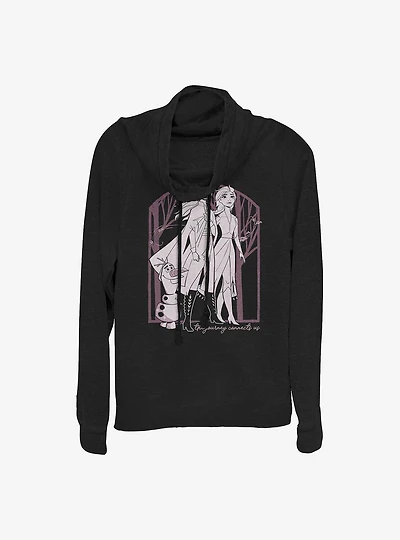 Disney Frozen 2 Forest Frame Cowl Neck Long-Sleeve Womens Top