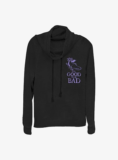 Disney Villains Good To Be Bad Left Cowl Neck Long-Sleeve Womens Top