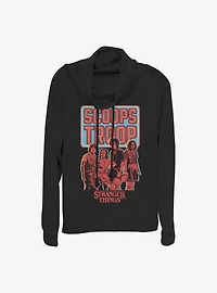 Stranger Things Scoop Troop Cowl Neck Long-Sleeve Womens Top