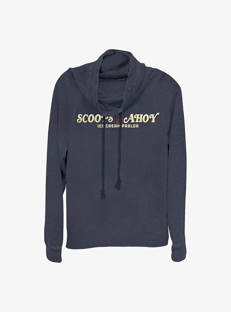 Stranger Things Scoops Ahoy Cowl Neck Long-Sleeve Womens Top