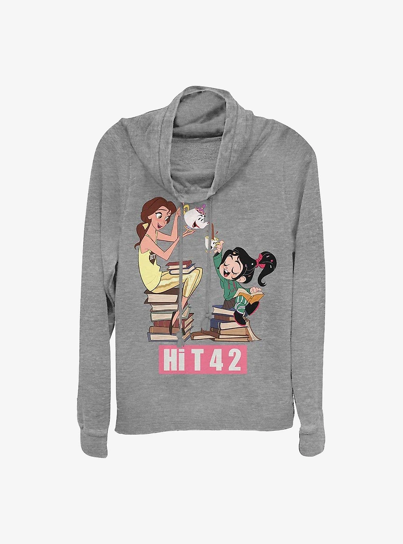Disney Ralph Breaks The Internet Tea Books BFFS Cowl Neck Long-Sleeve Womens Top