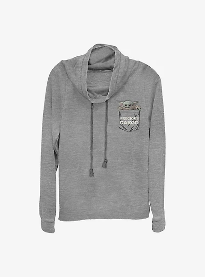 Star Wars The Mandalorian Child Baby Alien Cowl Neck Long-Sleeve Womens Top