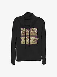 Star Wars The Mandalorian Child At Twilight Cowl Neck Long-Sleeve Womens Top
