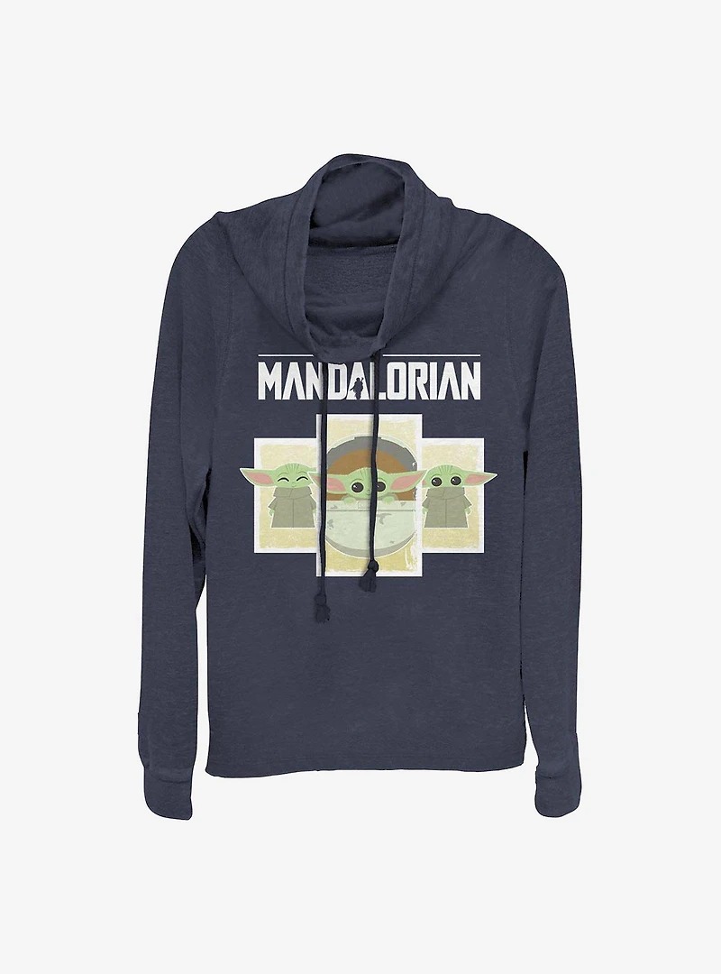 Star Wars The Mandalorian Child Boxes Cowl Neck Long-Sleeve Womens Top