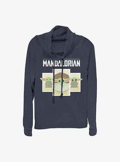 Star Wars The Mandalorian Child Boxes Cowl Neck Long-Sleeve Womens Top