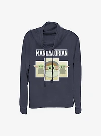 Star Wars The Mandalorian Child Boxes Cowl Neck Long-Sleeve Womens Top