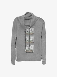 Star Wars The Mandalorian Child Comic Panel Cowl Neck Long-Sleeve Womens Top