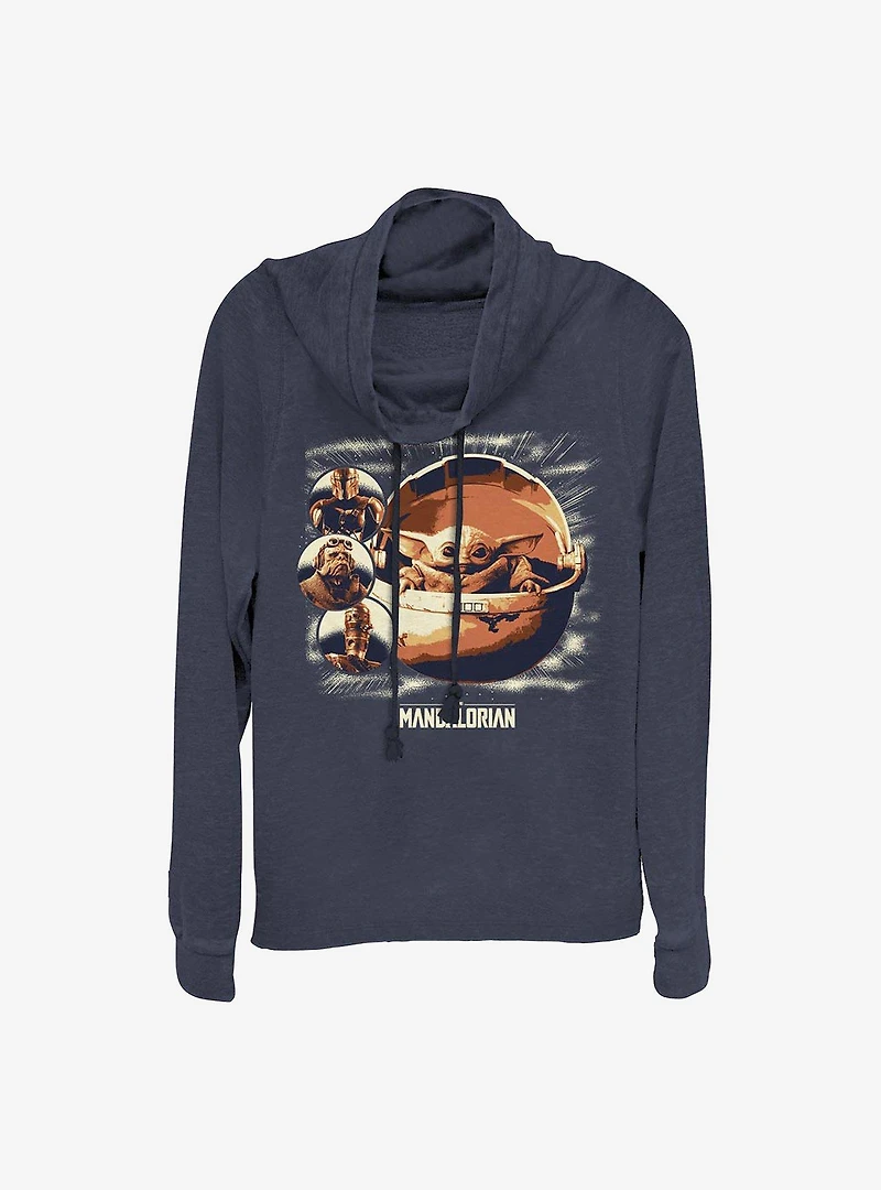 Star Wars The Mandalorian Child Group Cowl Neck Long-Sleeve Womens Top