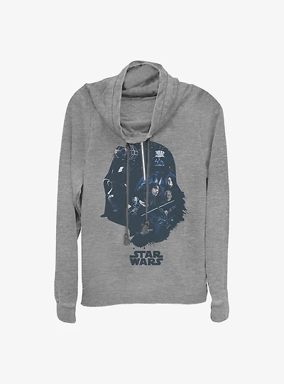 Star Wars Vader Head Fill Cowl Neck Long-Sleeve Womens Top