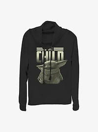 Star Wars The Mandalorian Green Child Cowl Neck Long-Sleeve Womens Top