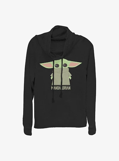 Star Wars The Mandalorian Child Covered Face Cowl Neck Long-Sleeve Womens Top